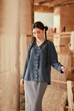 The Asal Kita Women Embroidered Kebaya Top - Deep Blue