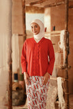 The Asal Kita Women Embroidered Kebaya Top - Chili Pepper