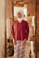 The Asal Kita Women Embroidered Kebaya Top - Chili Pepper