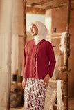The Asal Kita Women Embroidered Kebaya Top - Chili Pepper