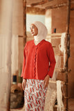 The Asal Kita Women Embroidered Kebaya Top - Chili Pepper
