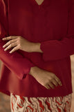 The Asal Kita Women Embroidered Kebaya Top - Chili Pepper