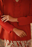 The Asal Kita Women Embroidered Kebaya Top - Chili Pepper