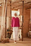 The Asal Kita Women Embroidered Kebaya Top - Deep Fuchsia