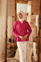The Asal Kita Women Embroidered Kebaya Top - Deep Fuchsia