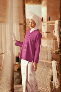 The Asal Kita Women Embroidered Kebaya Top - Deep Fuchsia