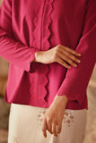 The Asal Kita Women Embroidered Kebaya Top - Deep Fuchsia