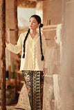 The Asal Kita Women Embroidered Kebaya Top - Pastel Yellow