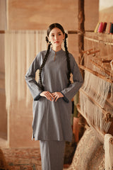 The Asal Kita Women Fusion Kurung Top - Boxy Blue