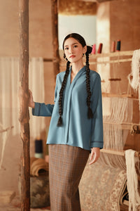 The Asal Kita Women Lace Kebaya Top - Jade Teal