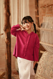 The Asal Kita Embroidered Kebaya Top - Deep Fuchsia