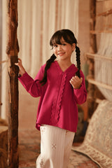 The Asal Kita Embroidered Kebaya Top - Deep Fuchsia