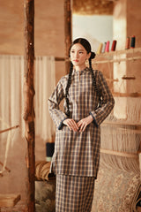 The Asal Kita Women Fusion Kurung Top - Stone Canvas