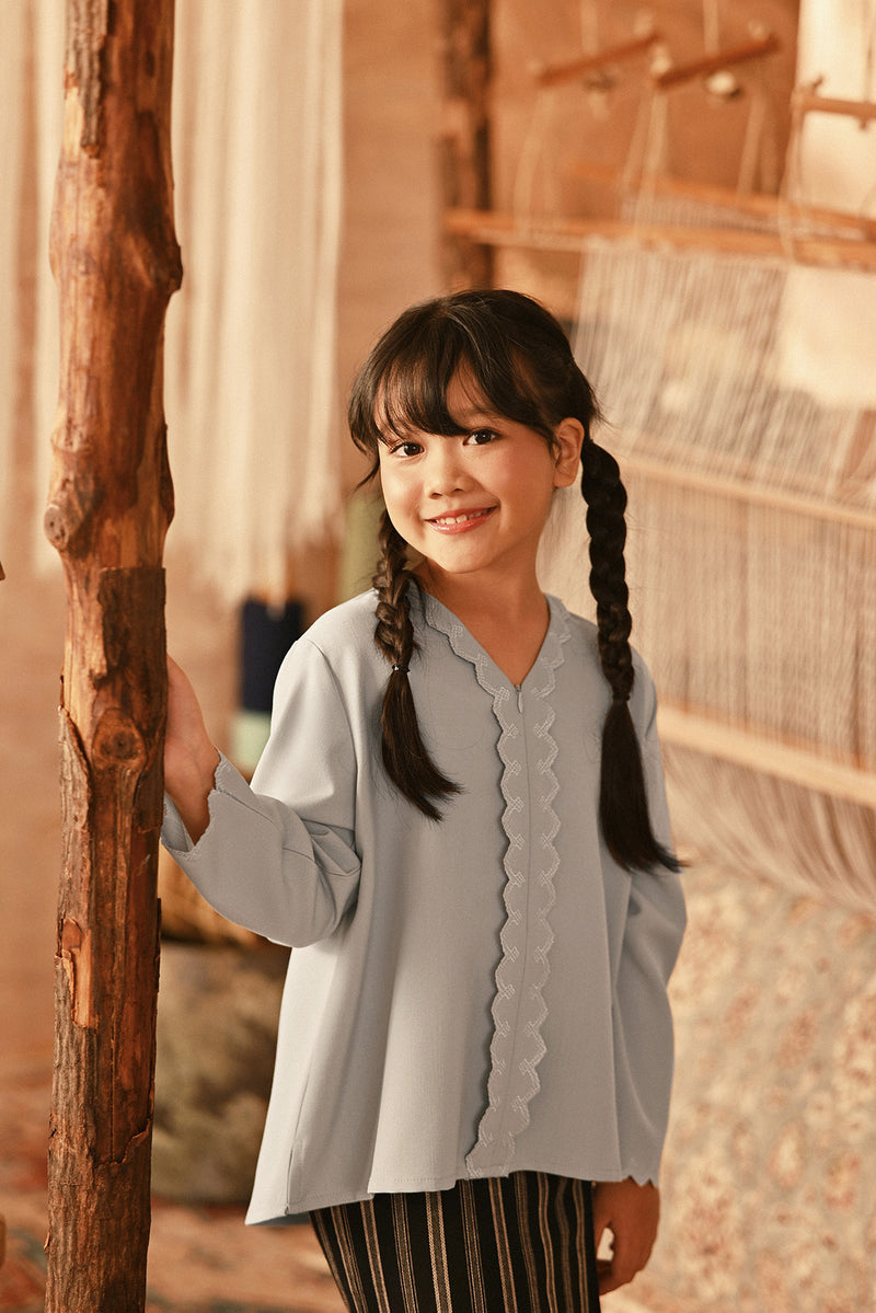 The Asal Kita Embroidered Kebaya Top - Grey