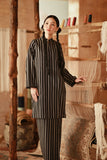 The Asal Kita Women Fusion Kurung Top - Phantom Stripe