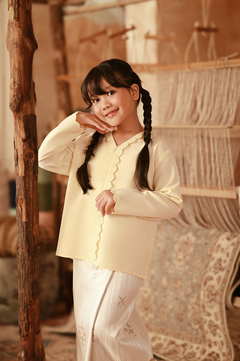 The Asal Kita Embroidered Kebaya Top - Pastel Yellow