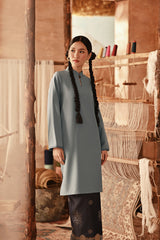 The Asal Kita Women Fusion Kurung Top - Silver Blue
