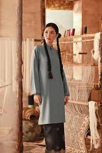 The Asal Kita Women Fusion Kurung Top - Silver Blue