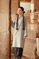 The Asal Kita Women Fusion Kurung Top - Silver Blue