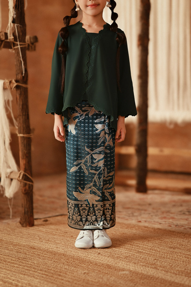 The Asal Kita Jacquard Skirt - Teal Bloom