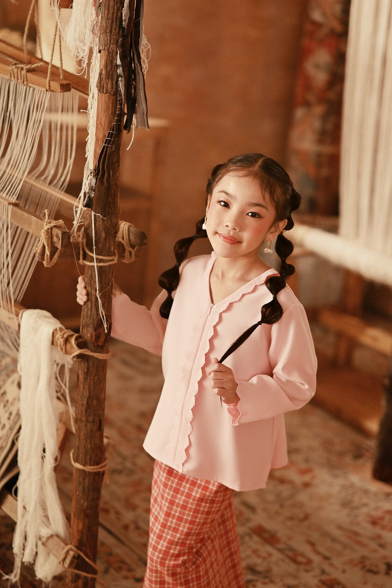 The Asal Kita Embroidered Kebaya Top - Coral Blush