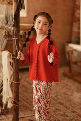 The Asal Kita Embroidered Kebaya Top - Chili Pepper