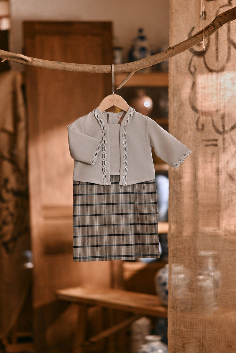 The Hariri Babies Classic Kebaya - Slate Grid