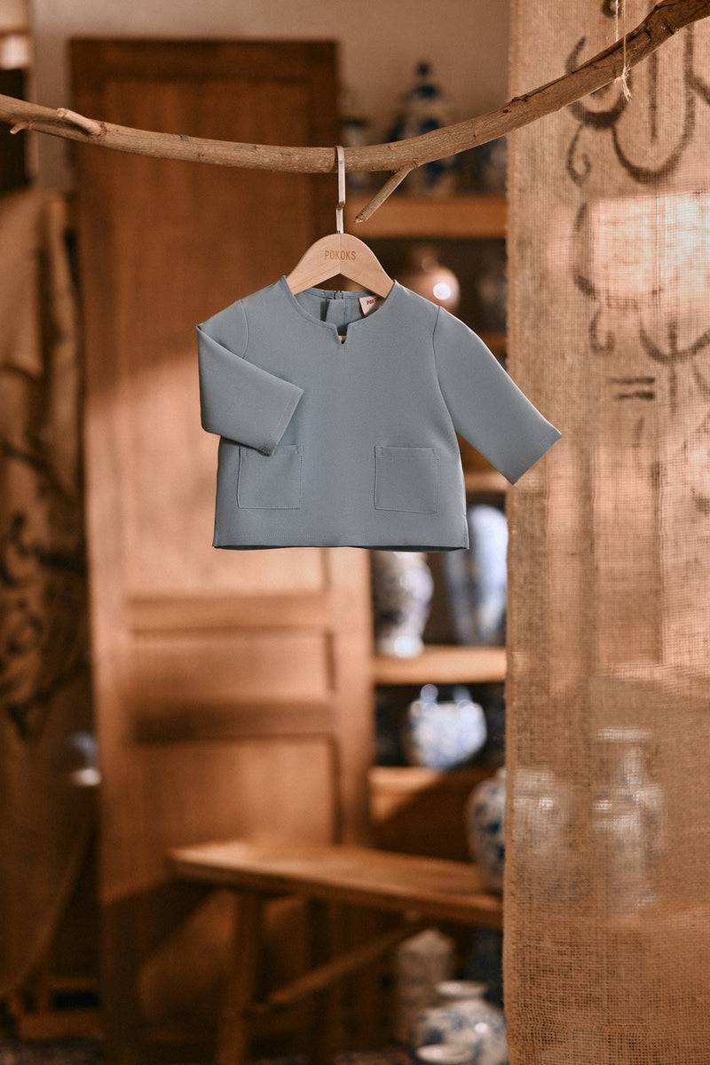 The Hariri Babies Kurta - Silver Blue