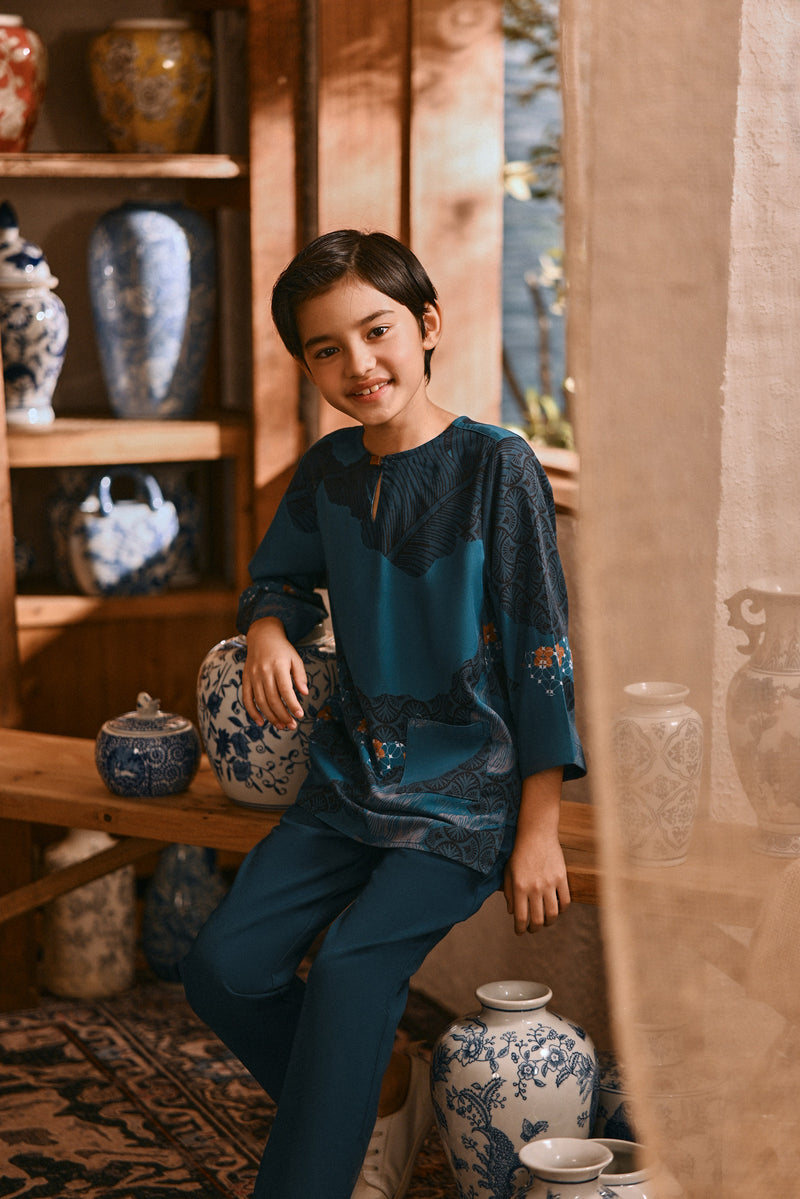 The Hariri 3/4 Sleeve Kurta - Teal Oasis