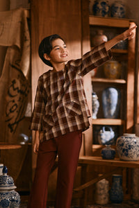 The Hariri 3/4 Sleeve Kurta - Cherrywood