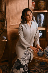 The Hariri Women Neo Kurung Top - Grey