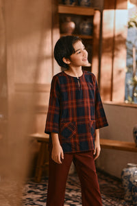 The Hariri 3/4 Sleeve Kurta - Garnet Square