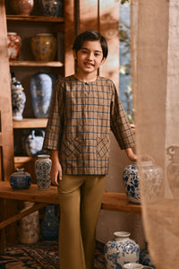 The Hariri 3/4 Sleeve Kurta - Sunleaf Grid