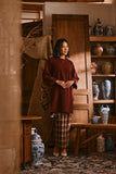The Hariri Women Pesak Kurung Top - Royal Burgundy