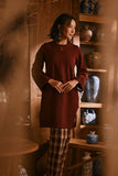 The Hariri Women Pesak Kurung Top - Royal Burgundy
