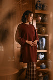 The Hariri Women Pesak Kurung Top - Royal Burgundy