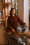 The Hariri Women Pesak Kurung Top - Royal Burgundy