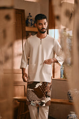 The Hariri Men 3/4 Sleeve Kurta - Whisper Cream