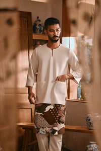 The Hariri Men 3/4 Sleeve Kurta - Whisper Cream