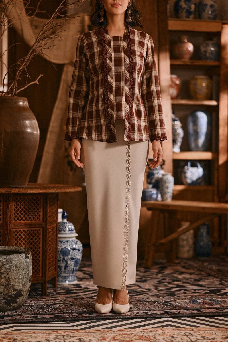 The Hariri Women Broderie Skirt - Fog Cream