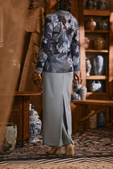 The Hariri Women Lace Skirt - Silver Blue