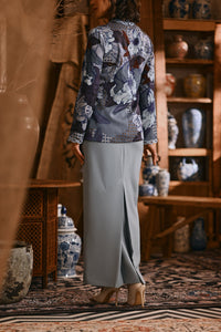 The Hariri Women Lace Skirt - Silver Blue