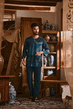 The Hariri Men 3/4 Sleeve Kurta - Teal Oasis