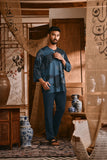 The Hariri Men 3/4 Sleeve Kurta - Teal Oasis