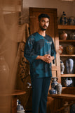 The Hariri Men 3/4 Sleeve Kurta - Teal Oasis