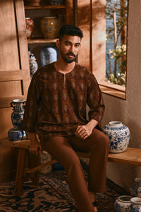The Hariri Men 3/4 Sleeve Kurta - Senja