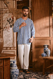 The Hariri Men 3/4 Sleeve Kurta - Blue Borneo
