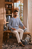 The Hariri Men 3/4 Sleeve Kurta - Blue Borneo
