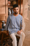 The Hariri Men 3/4 Sleeve Kurta - Blue Borneo