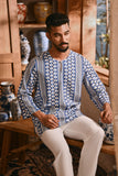 The Hariri Men 3/4 Sleeve Kurta - Blue Borneo